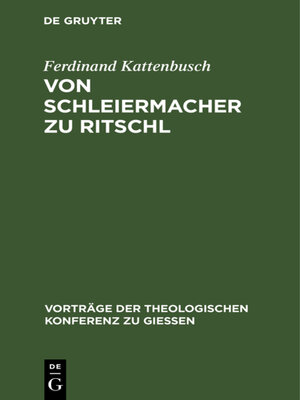 cover image of Von Schleiermacher zu Ritschl